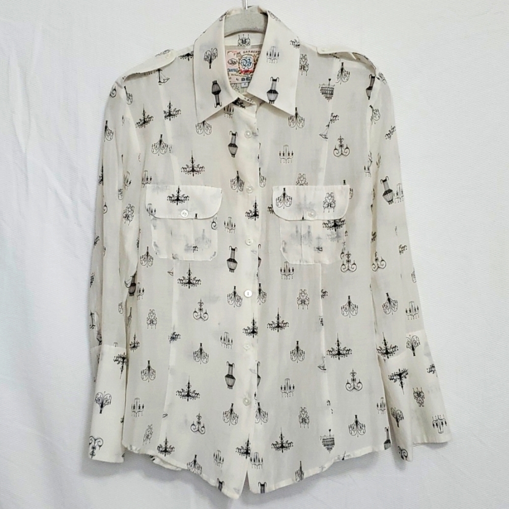 Alicia Bell Fine Garments by Bell Peyton Chandelier Print Blouse Size 8